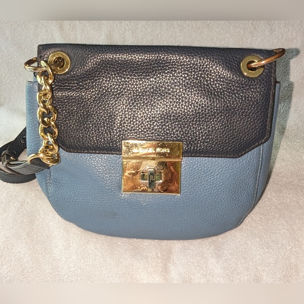 Michael Kors Cecelia two shades of blue crossbody bag.